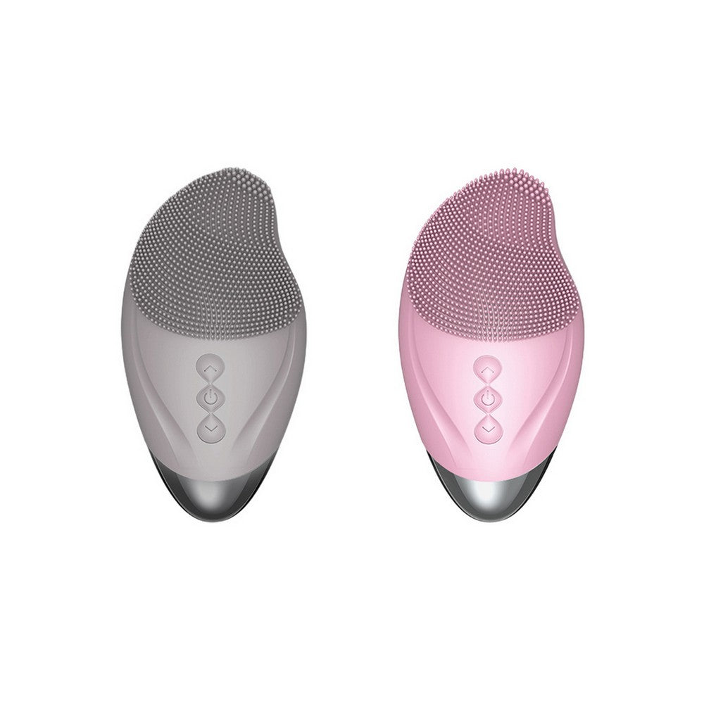 2pcs Facial Cleansing Brush Electric Soft Silicone Face Brush for Exfoliation Cleansing Massaging-Pink and Grey