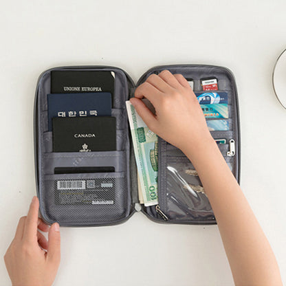 Multifunctional Travel Passport Bag Family Passport Organizer Holder Bag -Grey