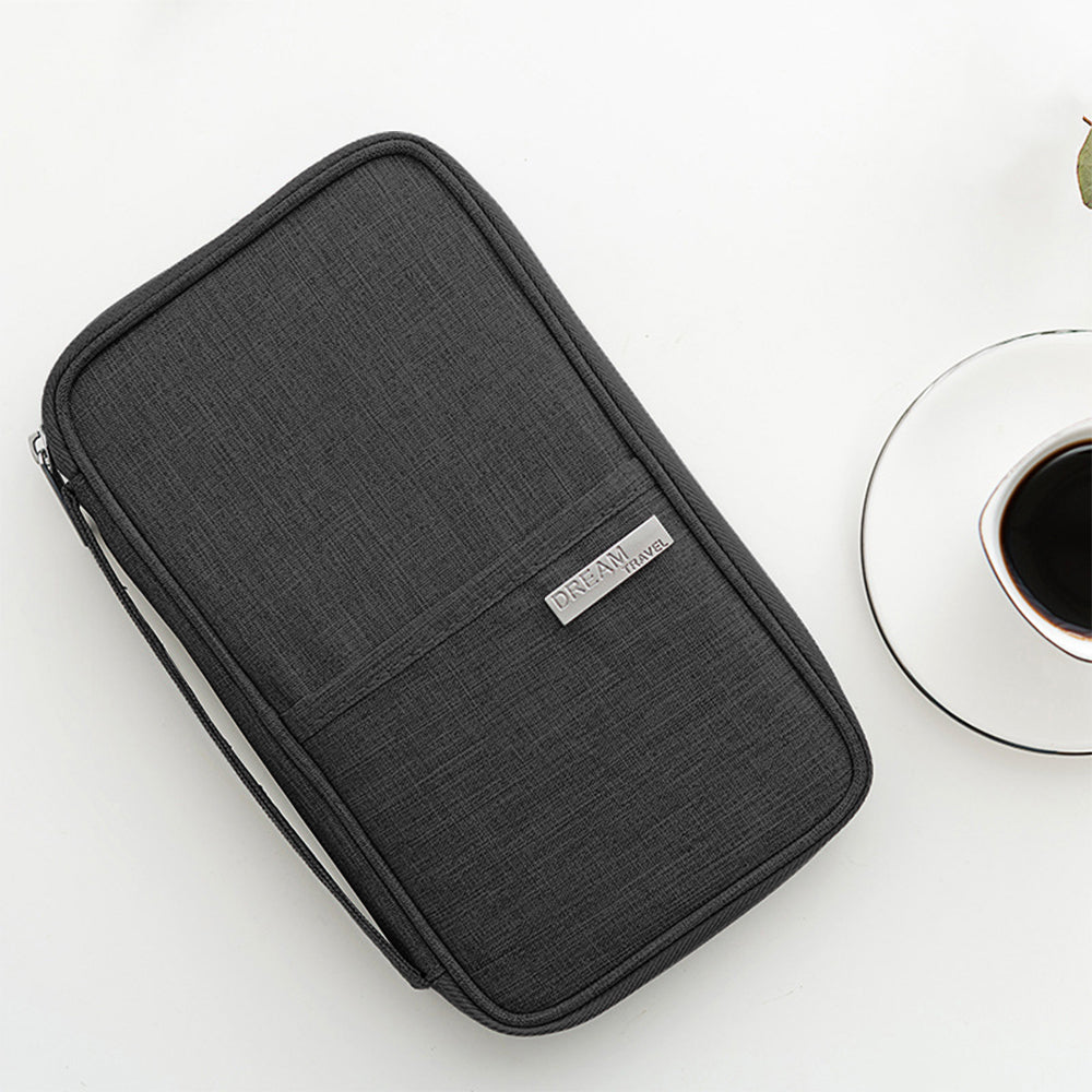 Multifunctional Travel Passport Bag Family Passport Organizer Holder Bag -Black