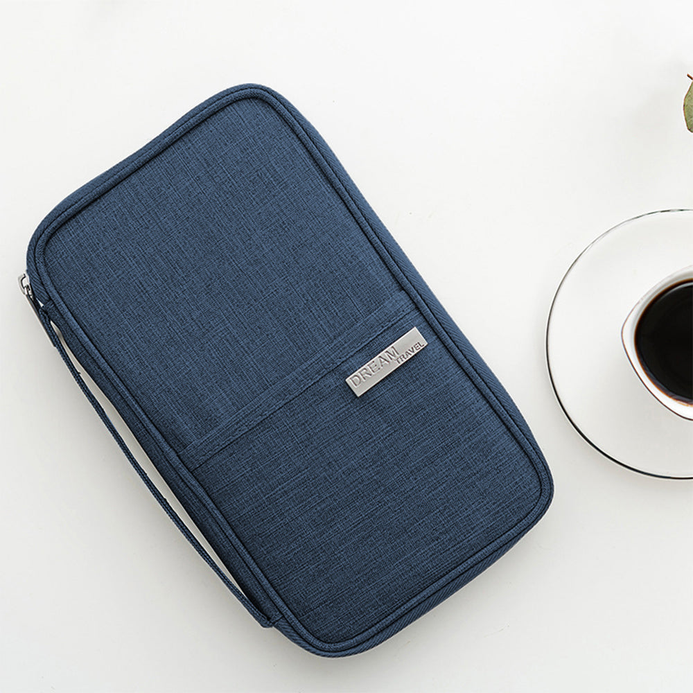 Multifunctional Travel Passport Bag Family Passport Organizer Holder Bag -Navy