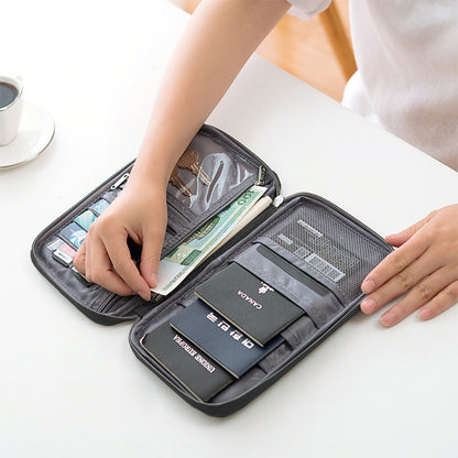 Multifunctional Travel Passport Bag Family Passport Organizer Holder Bag -Black