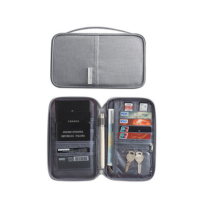 Multifunctional Travel Passport Bag Family Passport Organizer Holder Bag -Grey