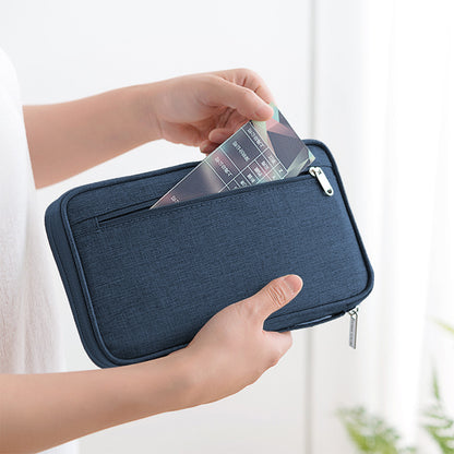 Multifunctional Travel Passport Bag Family Passport Organizer Holder Bag -Navy