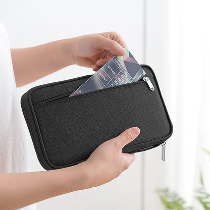 Multifunctional Travel Passport Bag Family Passport Organizer Holder Bag -Black