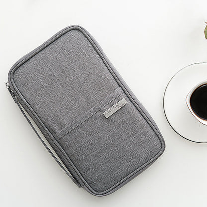 Multifunctional Travel Passport Bag Family Passport Organizer Holder Bag -Grey