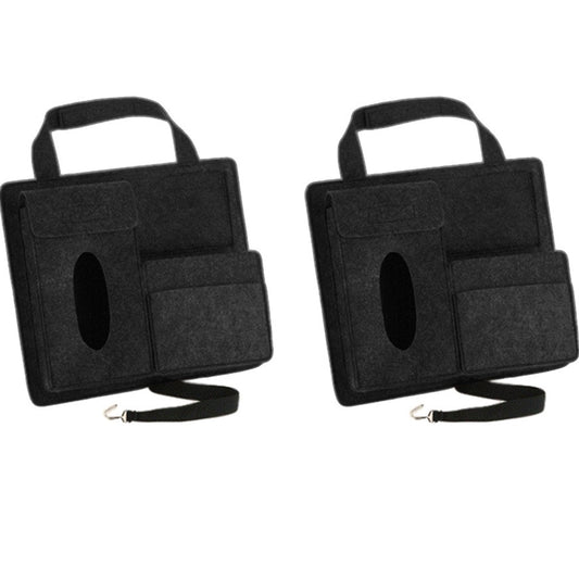 2Pcs Car Seat Back Storage Bag Car Backseat Organizer for Kids Durable Travel Accessories -Black