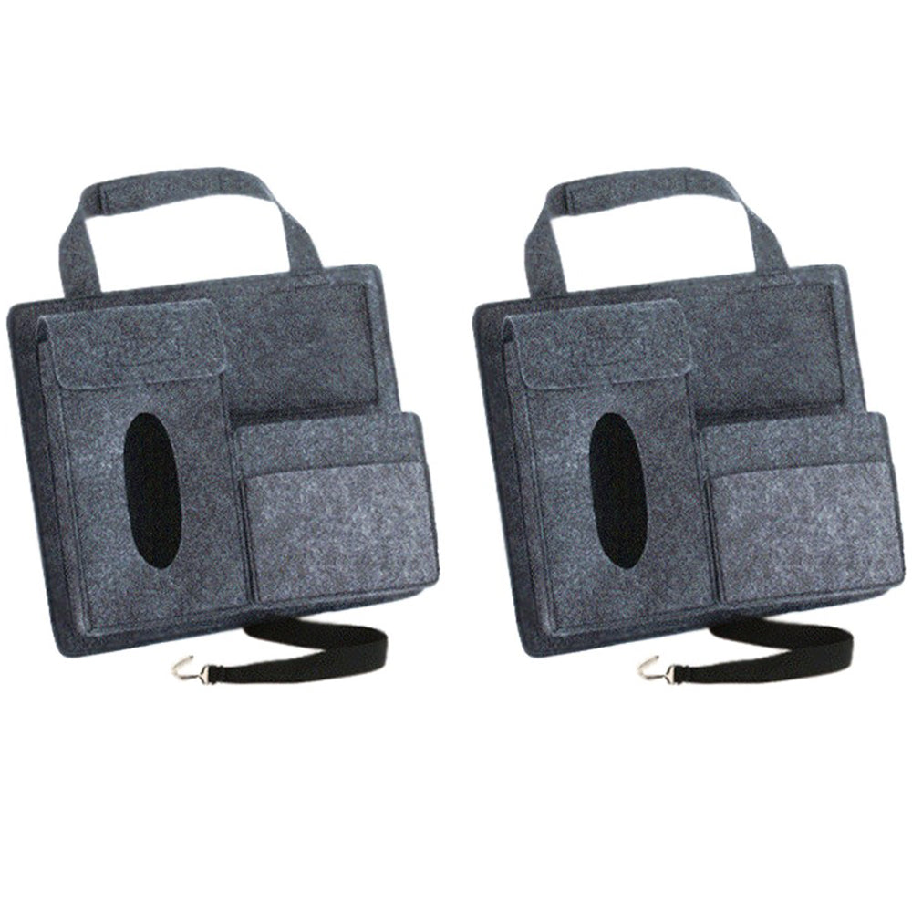 2Pcs Car Seat Back Storage Bag Car Backseat Organizer for Kids Durable Travel Accessories -Grey