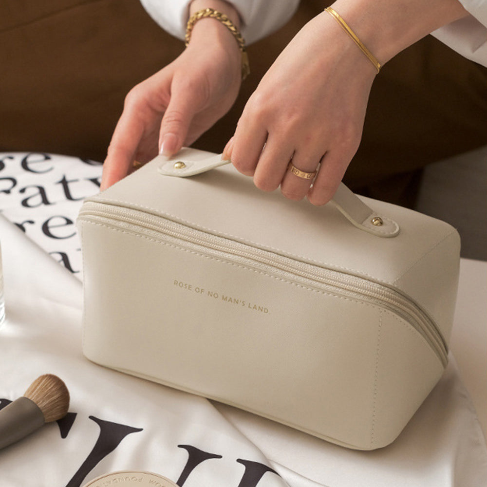 Travel Cosmetic Bag Portable Makeup Organizer Toiletry Bag For Women -Beige