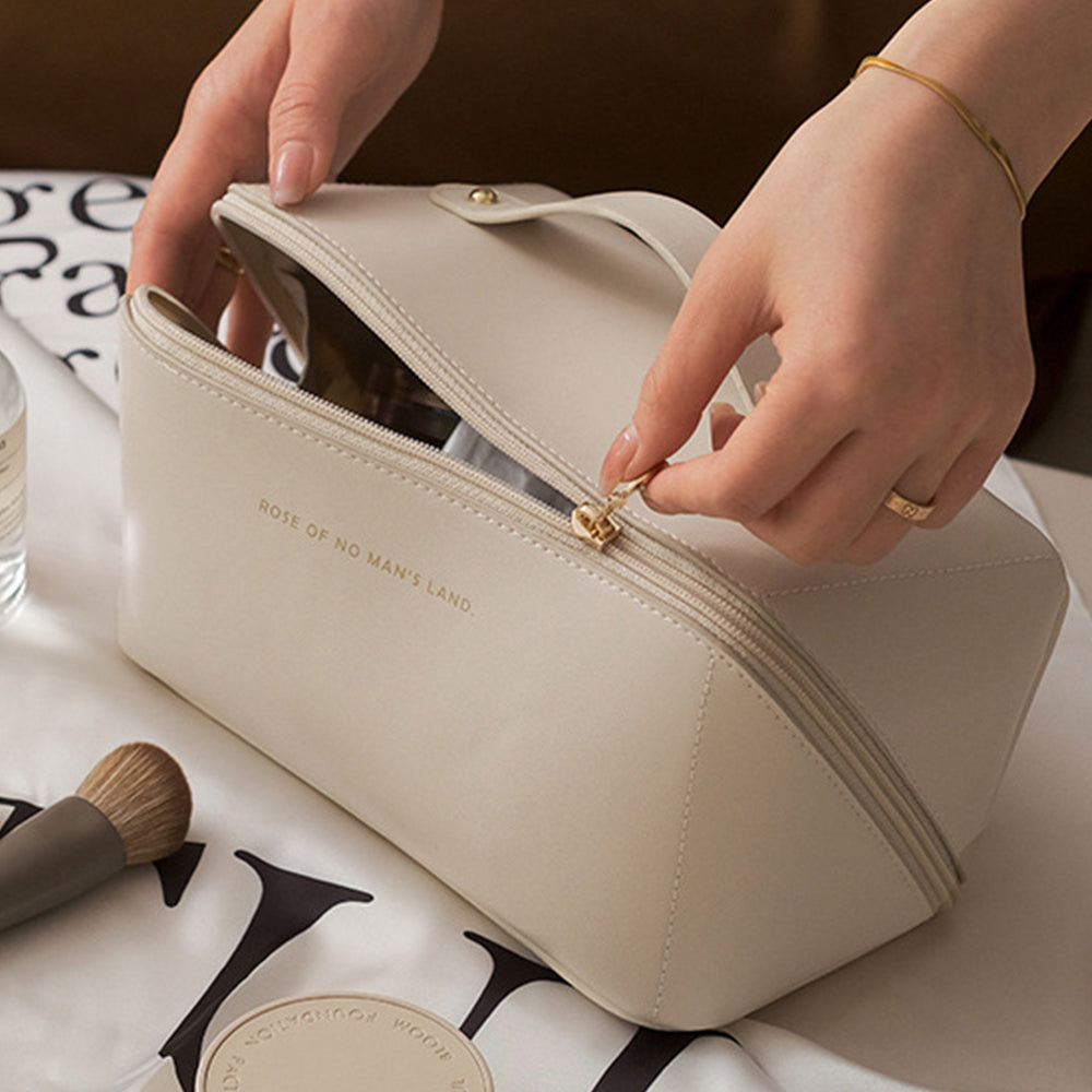 Travel Cosmetic Bag Portable Makeup Organizer Toiletry Bag For Women -Beige