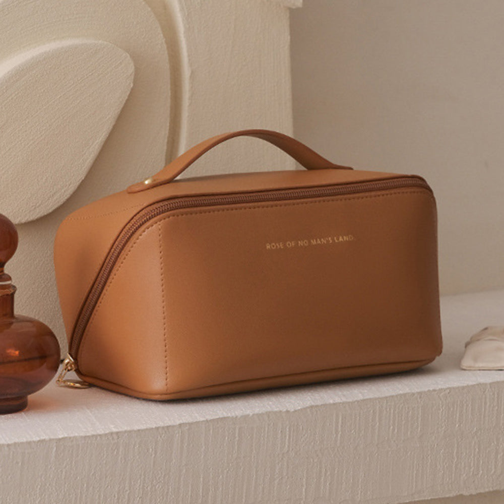 Travel Cosmetic Bag Portable Makeup Organizer Toiletry Bag For Women -Coffee