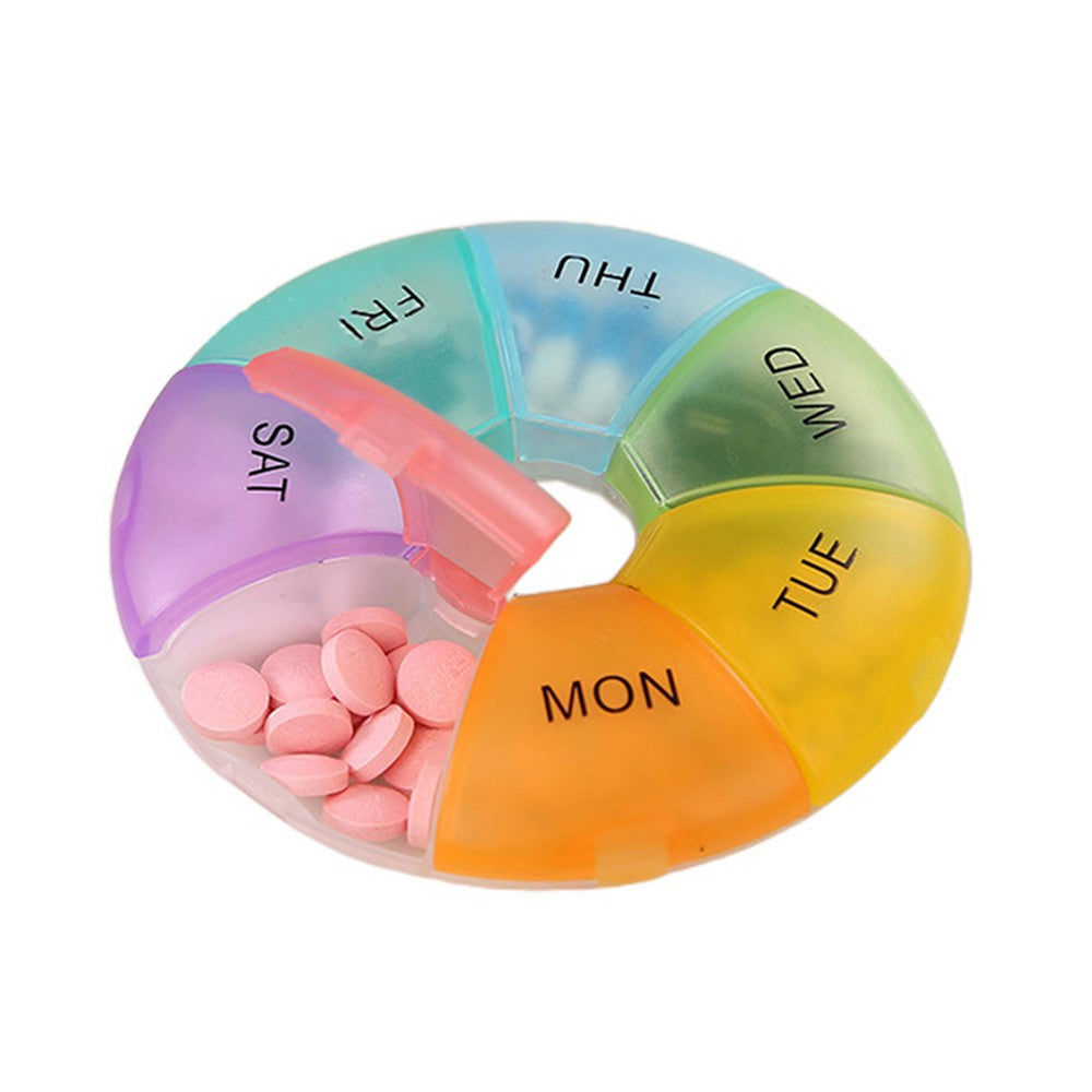 2Pcs Weekly Pill Organizer Portable Travel 7 Day Pill Case Daily Pill Box Dispenser Medicine Planner Colorful