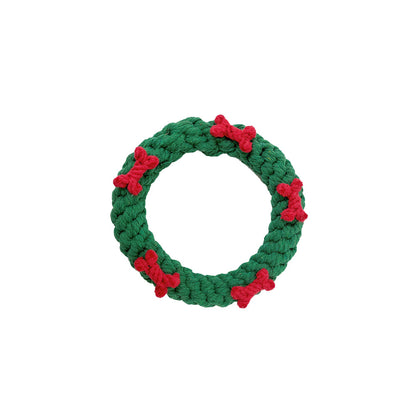 5 Pcs Dog Rope Chew Toys Kit Pet Puppy Cotton Teething Toy Christmas Style