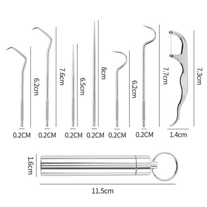 7-Piece Stainless Steel Toothpicks Kit