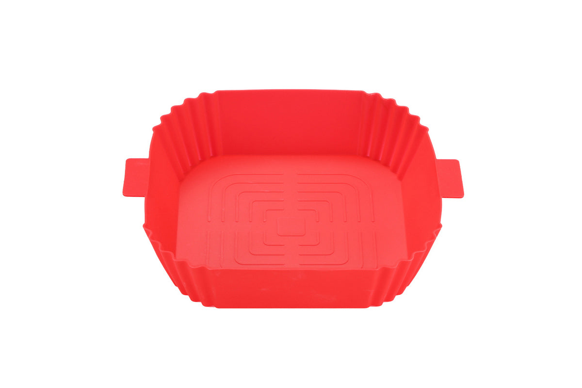 Air Fryer Basket Liners Square Non-stick Food-grade Reusable Silicone Pot Baking Tray-Red