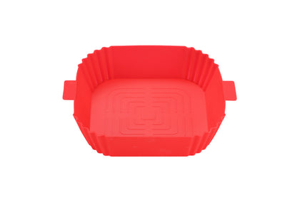 Air Fryer Basket Liners Square Non-stick Food-grade Reusable Silicone Pot Baking Tray-Red