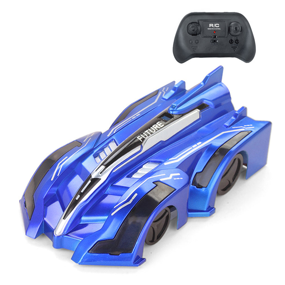 2pcs Wall Climbing Remote Control Car 360 Degree Rotating Stunt Toy RC Car for Kids -Blue and Red