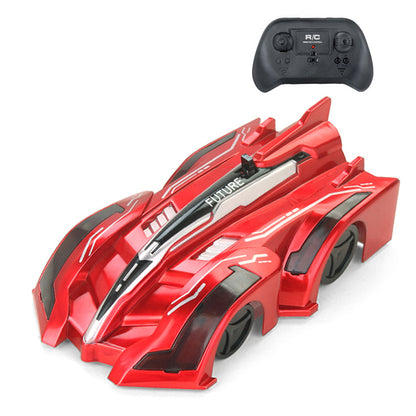 2pcs Wall Climbing Remote Control Car 360 Degree Rotating Stunt Toy RC Car for Kids -Blue and Red