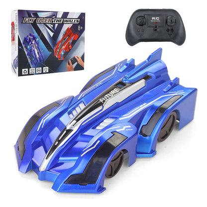 2pcs Wall Climbing Remote Control Car 360 Degree Rotating Stunt Toy RC Car for Kids -Blue and Red