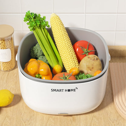 Ultrasonic Fruit Vegetable Cleaning Machine Fruit Vegetable Purifier with Drain Basket