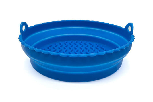 Reusable Collapsible Silicone Basket Heat Resistant Easy Cleaning Air Fryer Silicone Liners-Blue