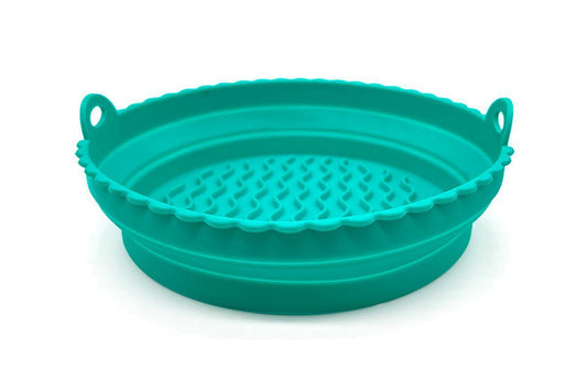 Reusable Collapsible Silicone Basket Heat Resistant Easy Cleaning Air Fryer Silicone Liners-Green