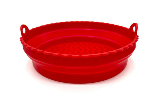 Reusable Collapsible Silicone Basket Heat Resistant Easy Cleaning Air Fryer Silicone Liners-Red