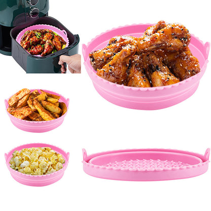 2Pcs 7.5 Inch Foldable Air Fryer Silicone Pot Blue Pink