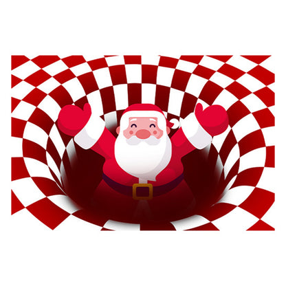 2pcs Floor Mat 3D Visual Optical Illusion Rug Santa Claus Snowman Floor Rug for Home Bedroom -Santa Claus