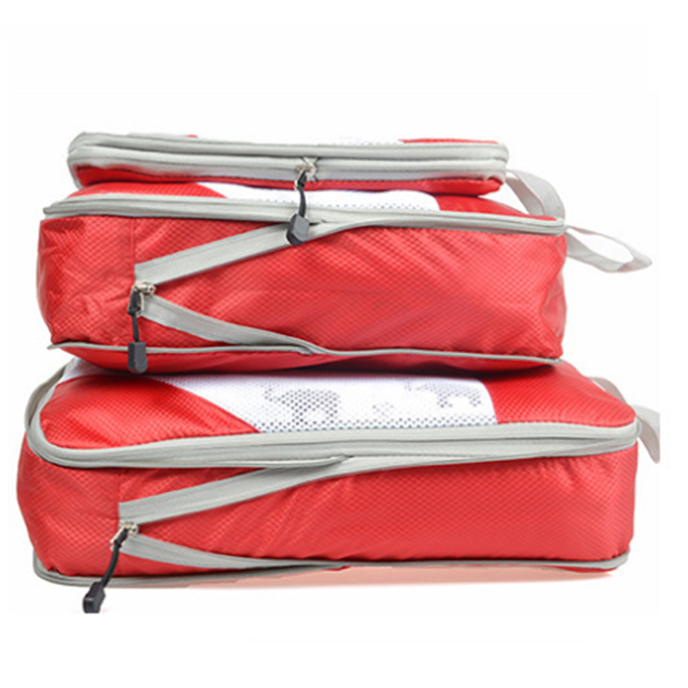 3-Piece Travel Compression Storage Bags -Red