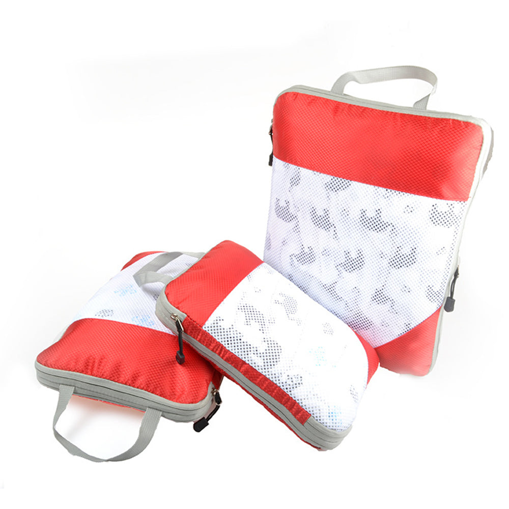 3-Piece Travel Compression Storage Bags -Red