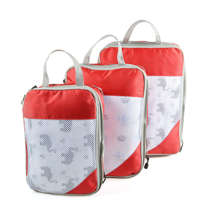 3-Piece Travel Compression Storage Bags -Red