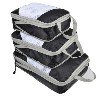 3-Piece Travel Compression Storage Bags -Black