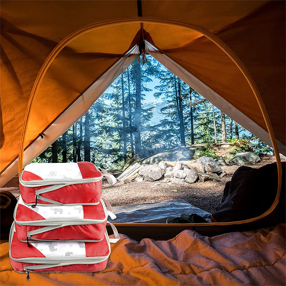 3-Piece Travel Compression Storage Bags -Red