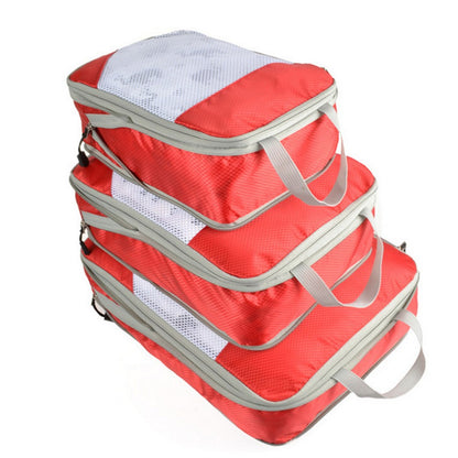 3-Piece Travel Compression Storage Bags -Red