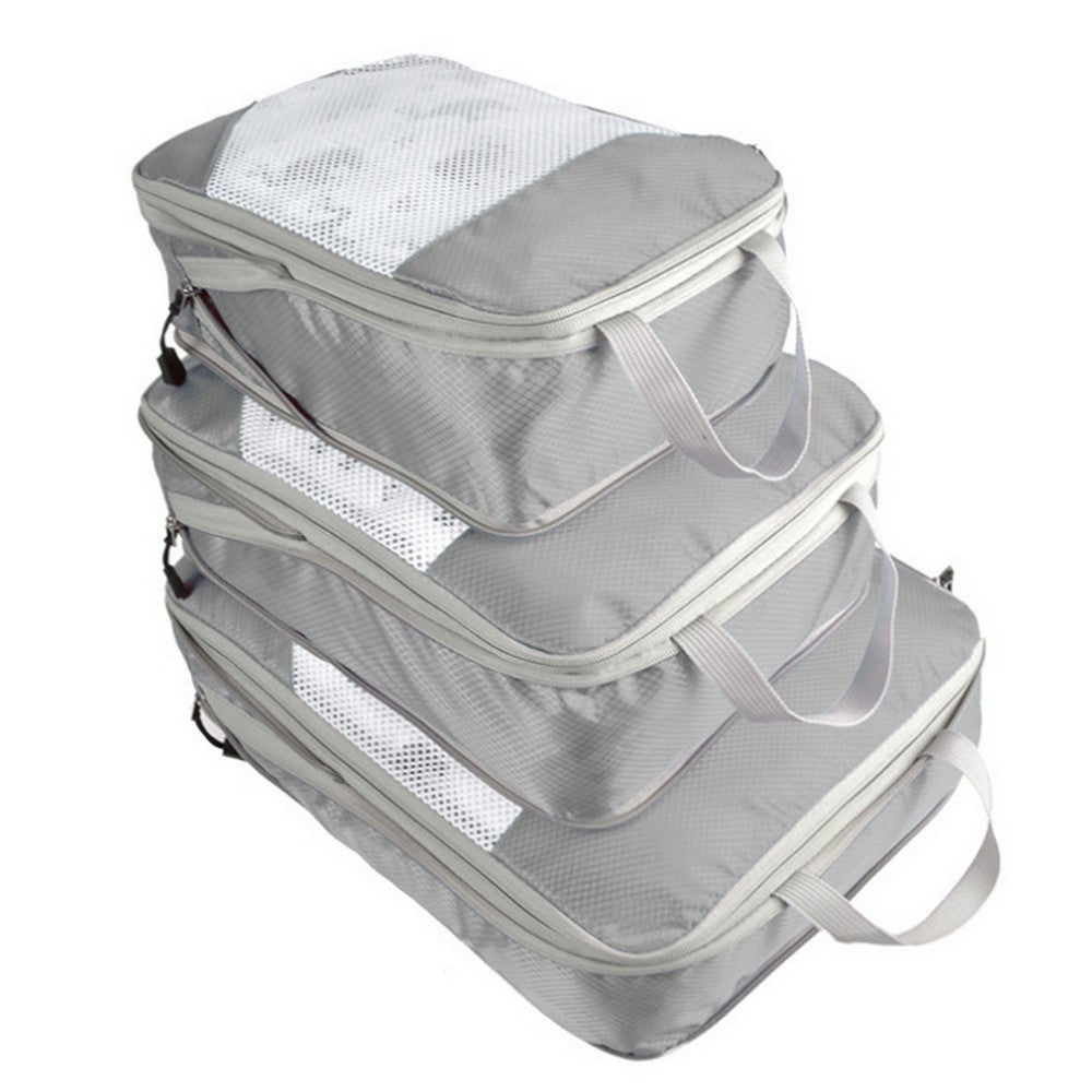 3-Piece Travel Compression Storage Bags -Grey