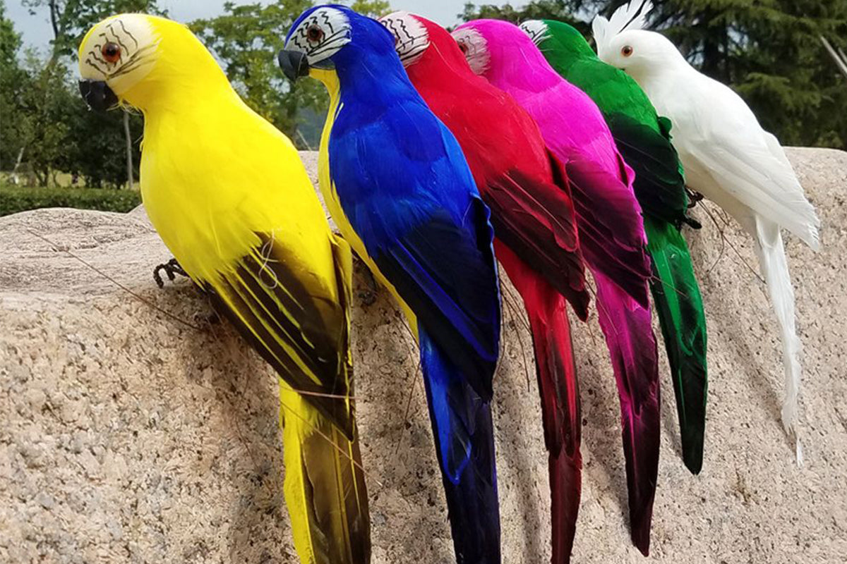 6 PCS Lifelike Artificial Birds Feathered Fake Shoulder Parrot Decor Model