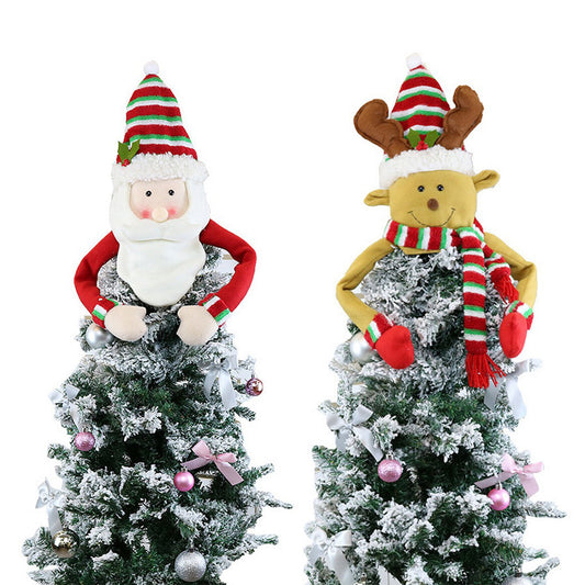 2X Santa Claus Elk Christmas Tree Topper Decor