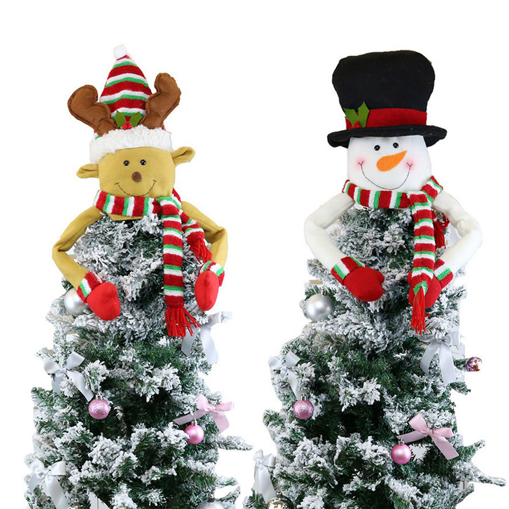 2X Snowman Elk Christmas Tree Topper Decor