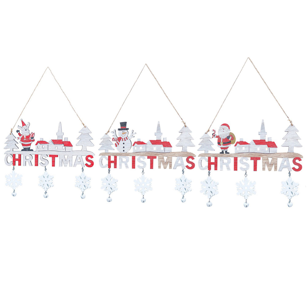 Set of 3 Pcs Wooden Christmas Hanging Sign Wall Hanging Ornaments Xmas Home Decor