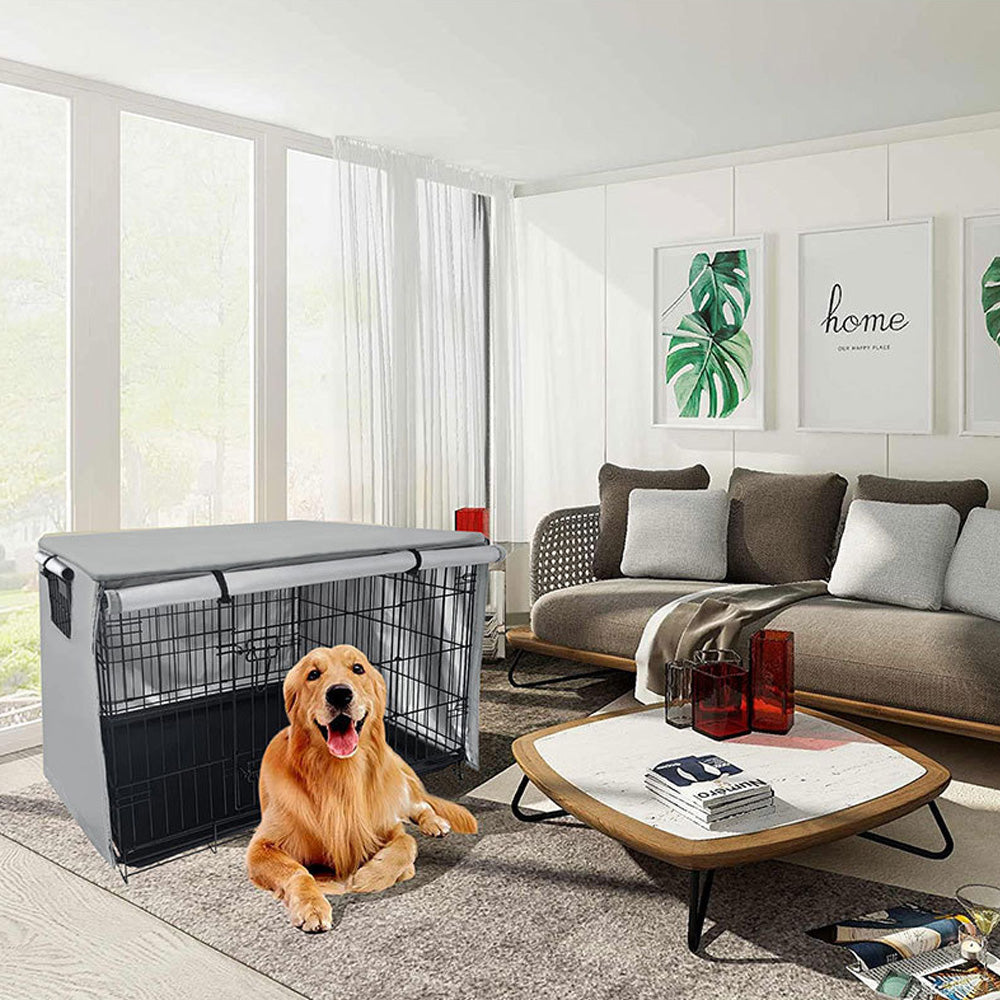 Portable Pet Dog Crate Cover Cage Kennel Cover S-Grey