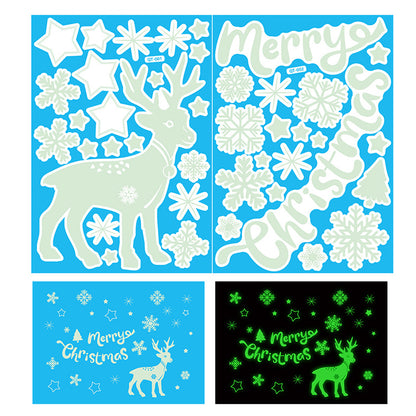 2 Sets Snowflake Window Stickers Christmas Window Clings Glow in the Dark for Home Christmas Party -ELK