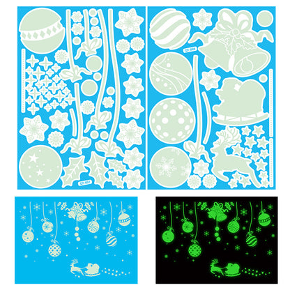 Snowflake Window Stickers Christmas Window Clings Glow in the Dark for Home Christmas Party -Ball