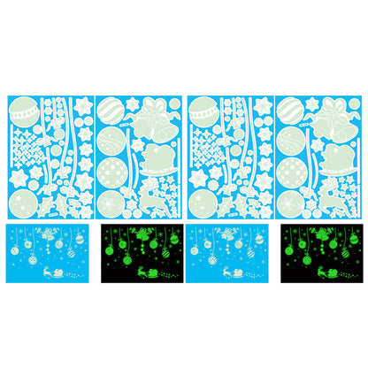 2 Sets Snowflake Window Stickers Christmas Window Clings Glow in the Dark for Home Christmas Party -Ball