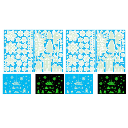 2 Sets Snowflake Window Stickers Christmas Window Clings Glow in the Dark for Home Christmas Party -Snow