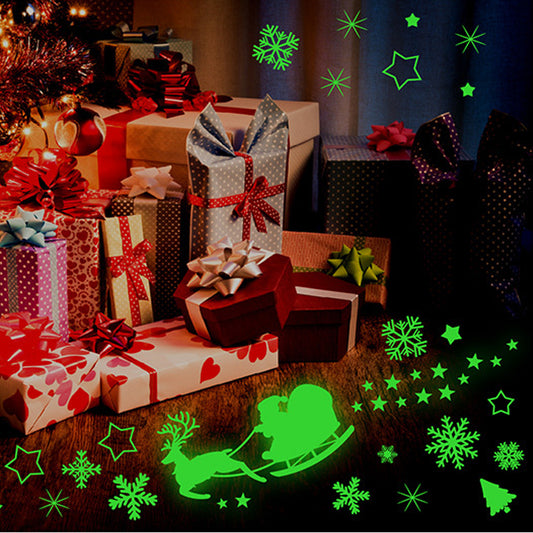 2 Sets Snowflake Window Stickers Christmas Window Clings Glow in the Dark for Home Christmas Party -Ball