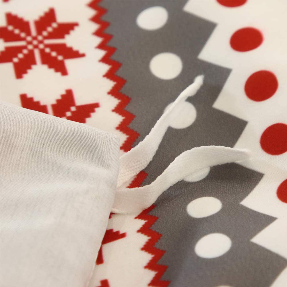 Christmas Bedding Set 3Pcs Duvet Cover Elk Green Christmas Tree Red White Duvet Cover -Elk