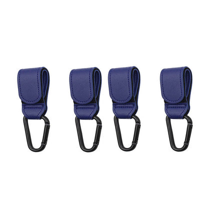 4Pcs Baby Stroller Hooks Adjustable Pushchair Hanger for Hanging Bags and Shopping -Blue