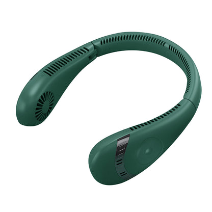 2PCS Portable Hanging Neck Fan Folding Rechargeable Personal Cooling Fan for Office Sports Traveling -White and Green