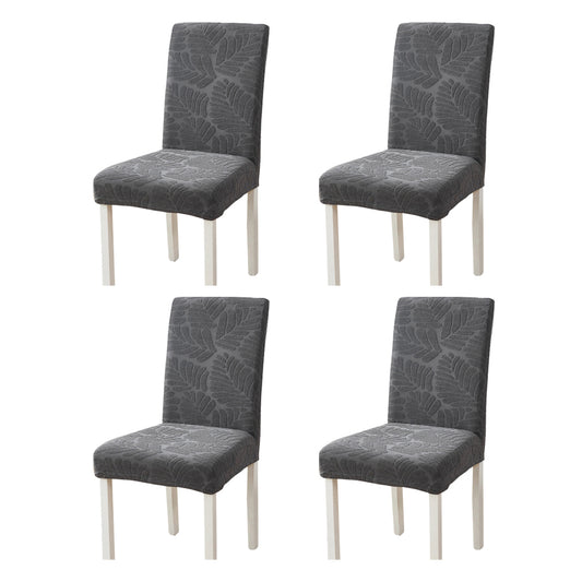 Chair Cover 4Pcs Stretch Dining Chair Cover Seat Covers Washable Banquet Wedding Party Jacquard Chair Cover-Silver Grey