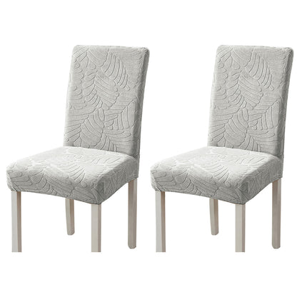 Chair Cover 2Pcs Stretch Dining Chair Cover Seat Covers Washable Banquet Wedding Party Jacquard Chair Cover-Grey